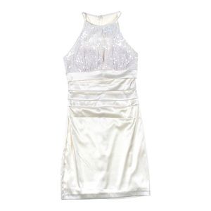 NWT White Sequin high neck mini NYE dress